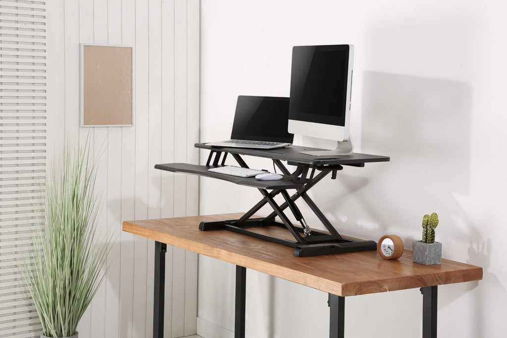 Brateck Gas Spring Sit Stand Desk Converter with Keyboard Tray Deck