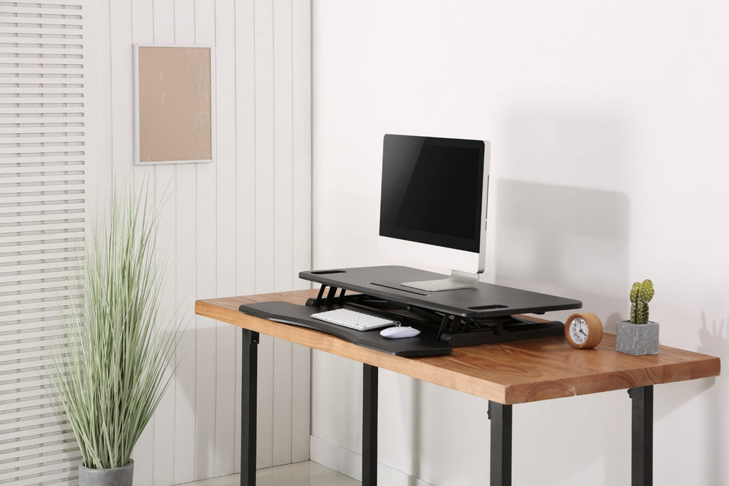 Brateck Gas Spring Sit Stand Desk Converter with Keyboard Tray Deck