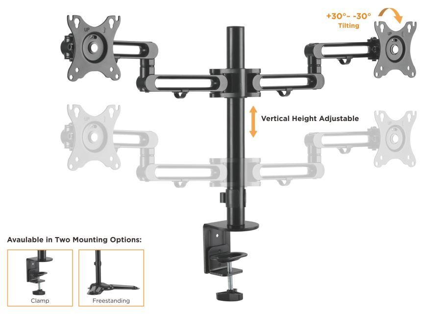 Brateck Dual Monitor Premium Aluminum Articulating Monitor Arm