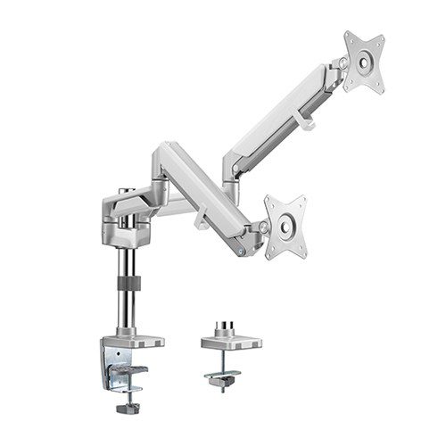 Brateck Dual Monitors Pole-Mounted Epic Gas Spring Aluminum Monitor Arm
