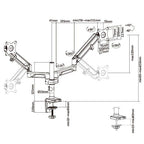Brateck Dual Monitors Pole-Mounted Epic Gas Spring Aluminum Monitor Arm