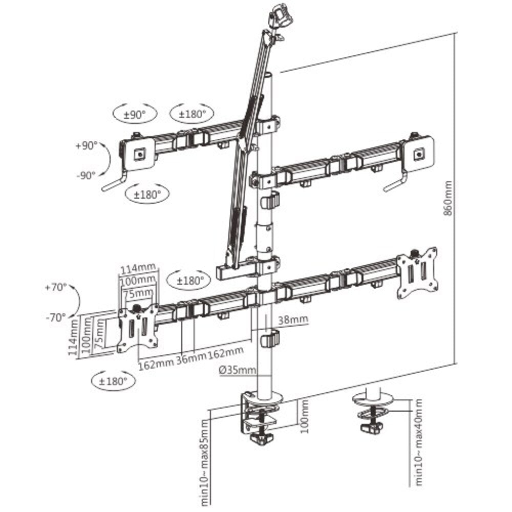 Brateck Dual-Monitor All-in-One Studio Setup Desktop Mount