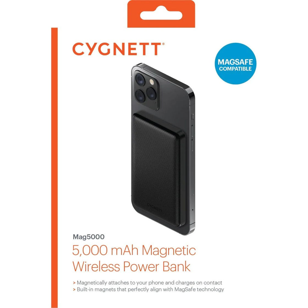 Cygnett Mag5000 Magnetic Wireless Power Bank (Black)