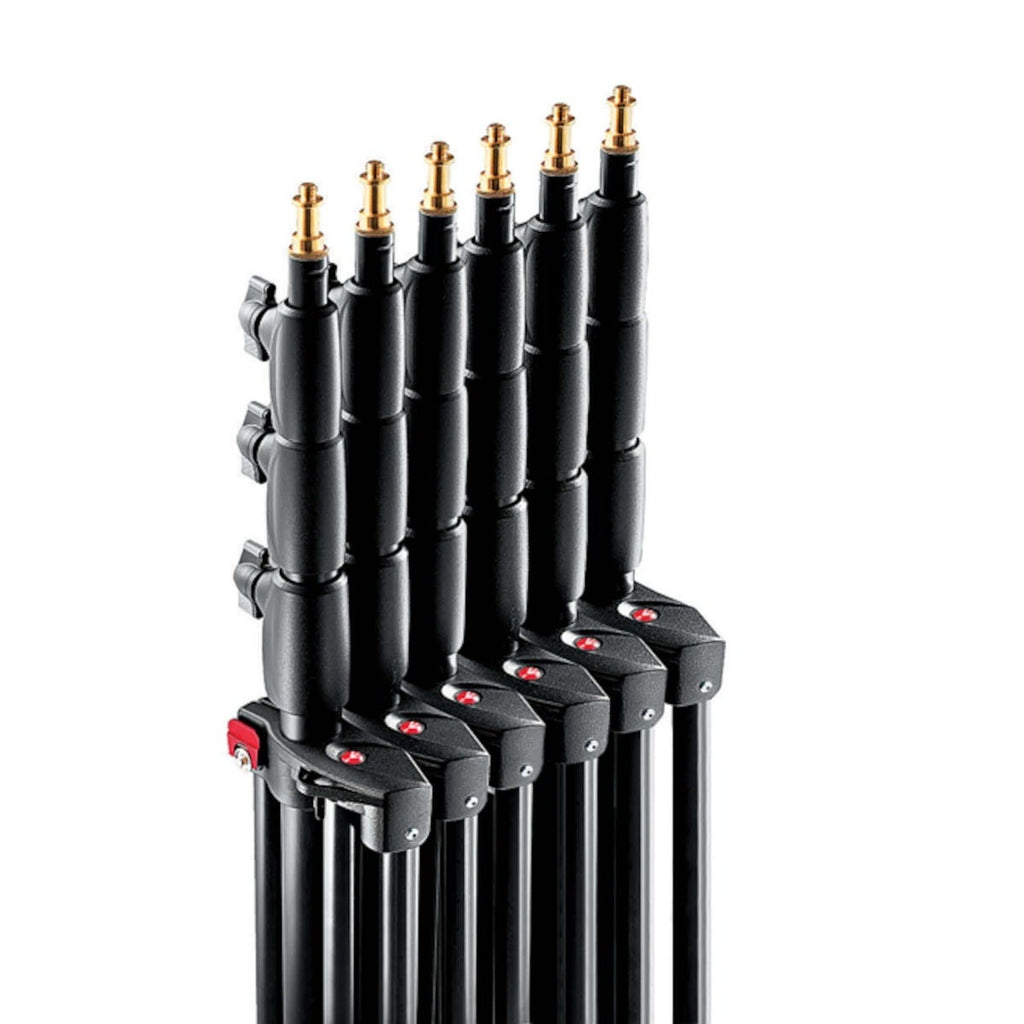 Manfrotto 1004BAC-3 Light Stands - Air Cushioned - Stackable - Black Aluminium - Pack of 3
