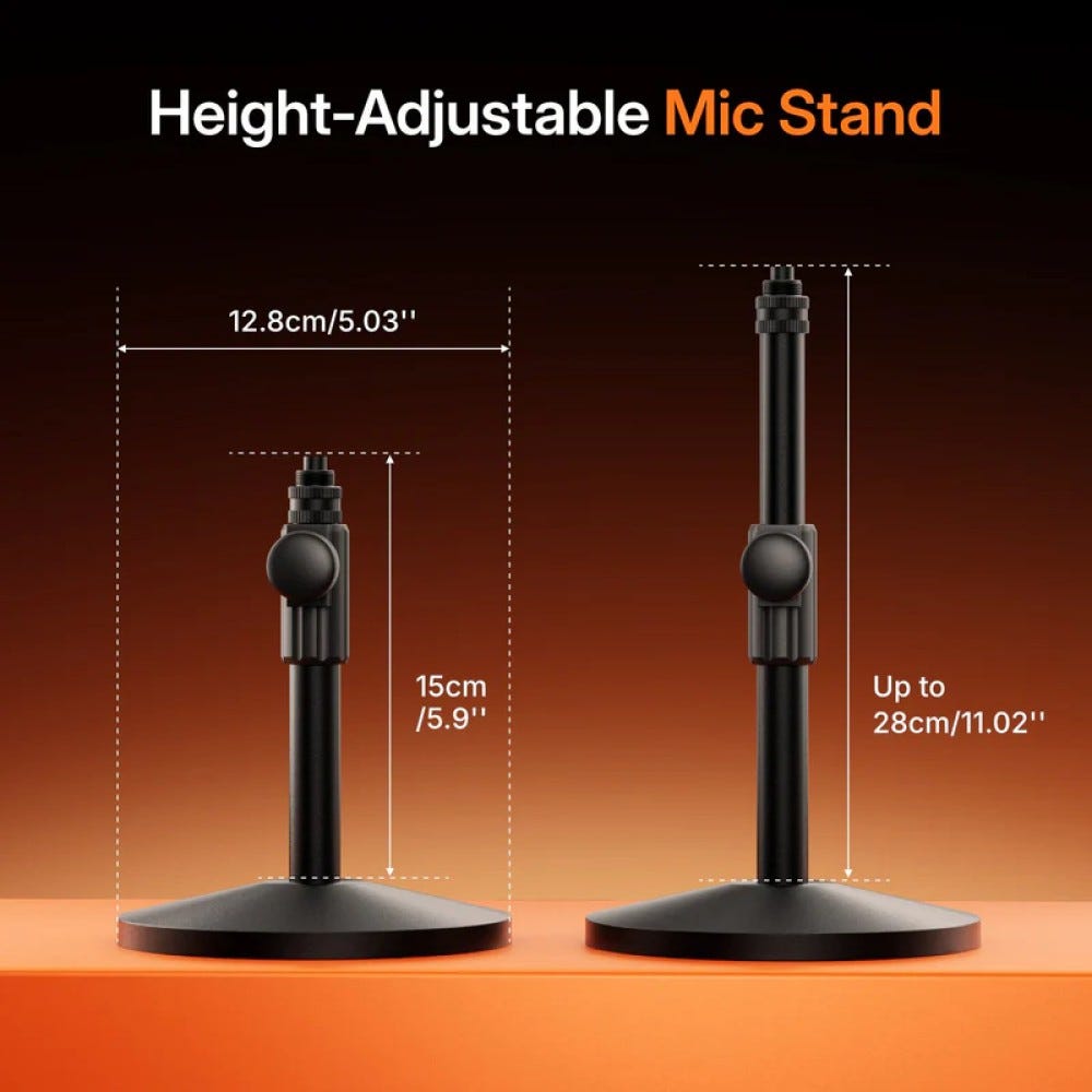 MAONO PD200W Hybrid Podcasting Wireless Microphone (Desktop Stand)