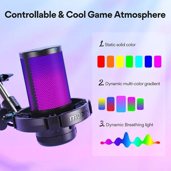 MAONO DGM20S Gamerwave Condenser USB Gaming RGB Microphone with Boom Arm