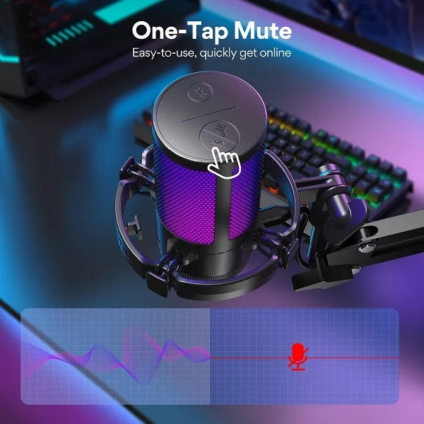 MAONO DGM20S Gamerwave Condenser USB Gaming RGB Microphone with Boom Arm
