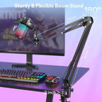MAONO DGM20S Gamerwave Condenser USB Gaming RGB Microphone with Boom Arm