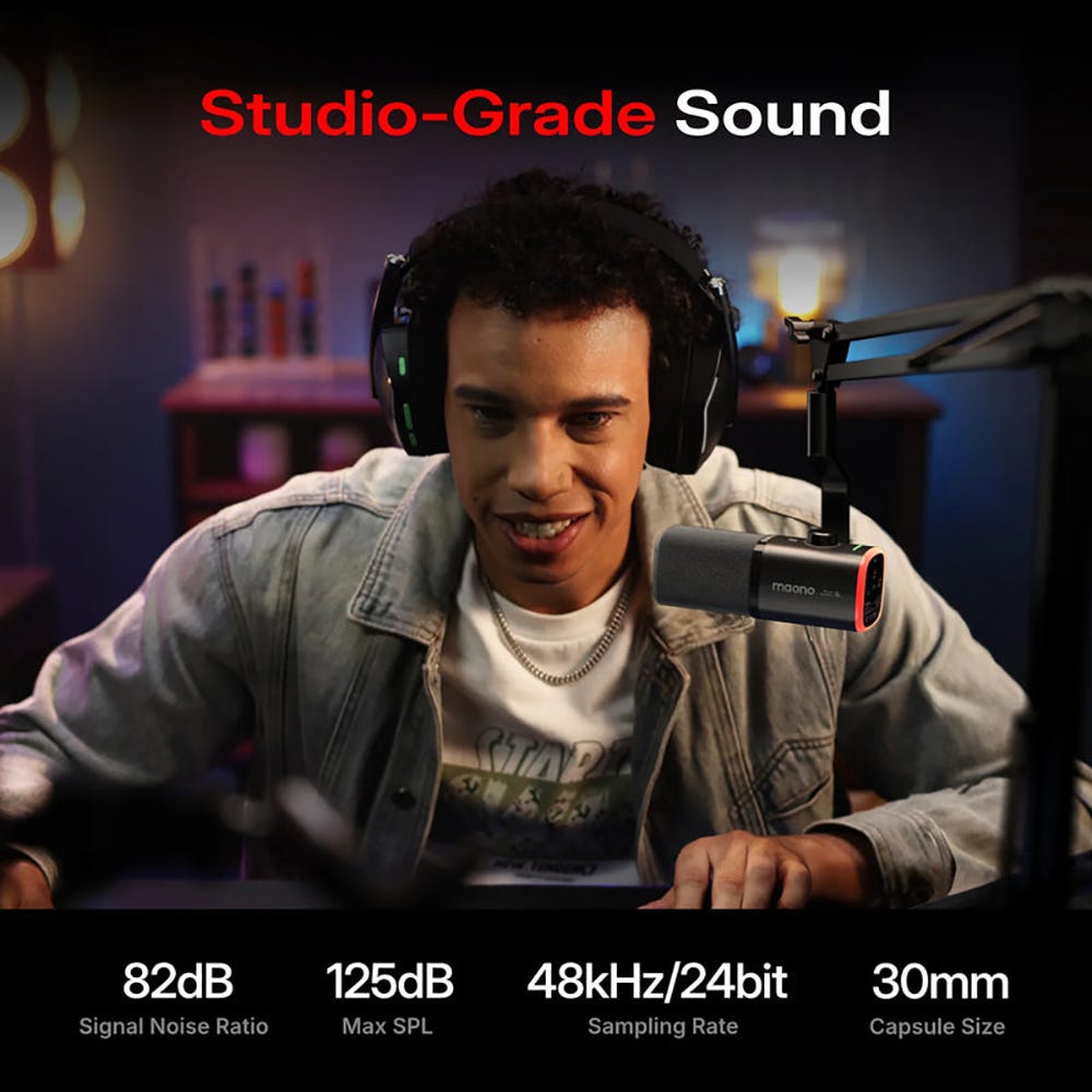 MAONO PD100W Wireless and Dynamic Microphone (Desk Stand)
