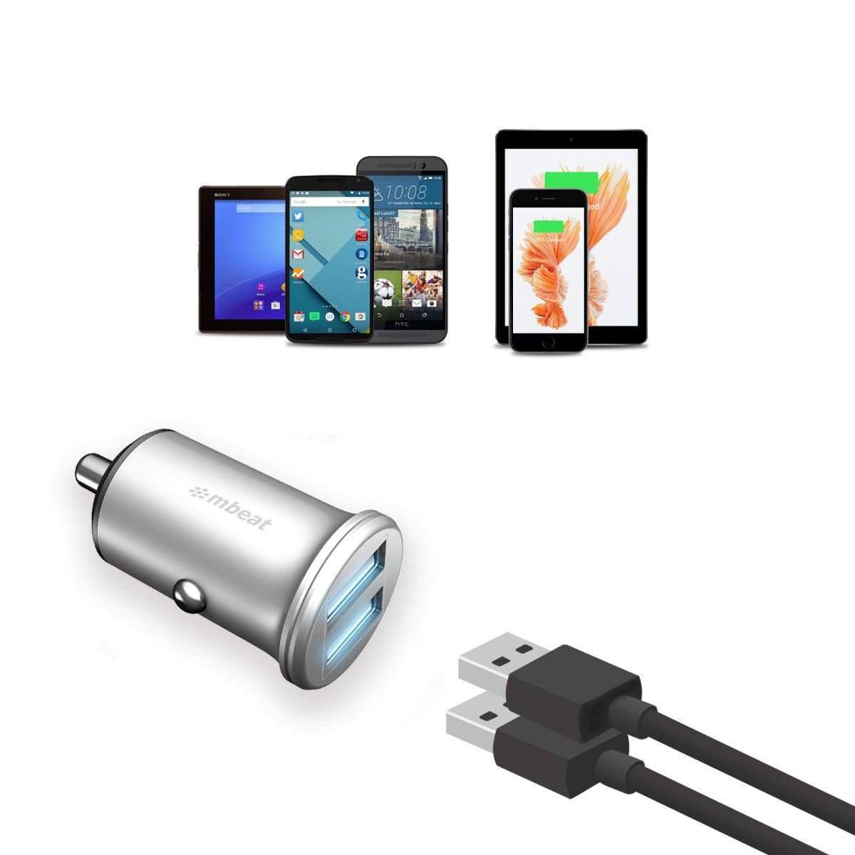 Mbeat Power Dot Pro Dual port 4.8A Rapid Car Charger