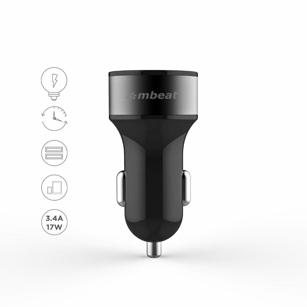 Mbeat Power Dot Dual port 3.4A USB Car Charger