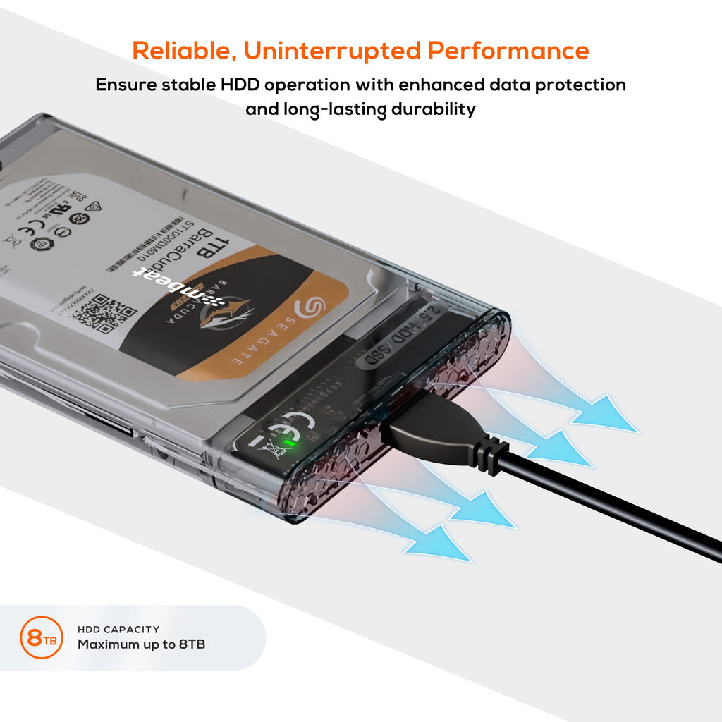 Mbeat A1 See-Through Tool Free USB 3.0 2.5" SATA HDD Enclosure (Black)