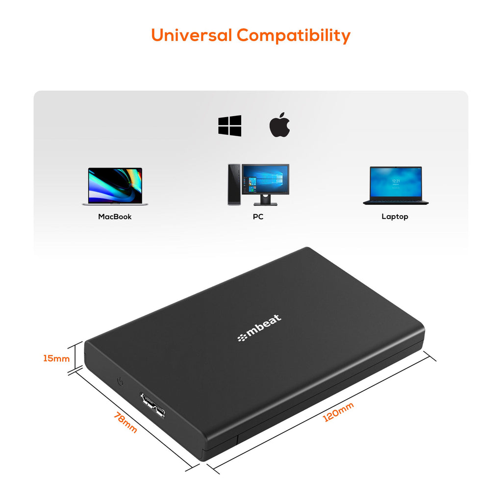 Mbeat A2 Slim Tool-Free USB 3.0 2.5" SATA HDD Enclosure (Black)