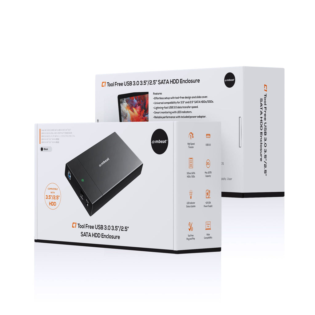 Mbeat C1 Tool-Free USB 3.0 3.5" & 2.5" SATA HDD Enclosure (Black)