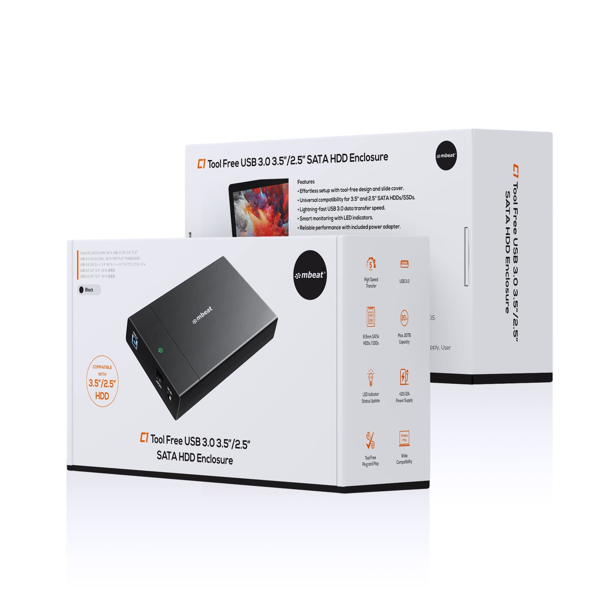 Mbeat C1 Tool-Free USB 3.0 3.5" & 2.5" SATA HDD Enclosure (Black)