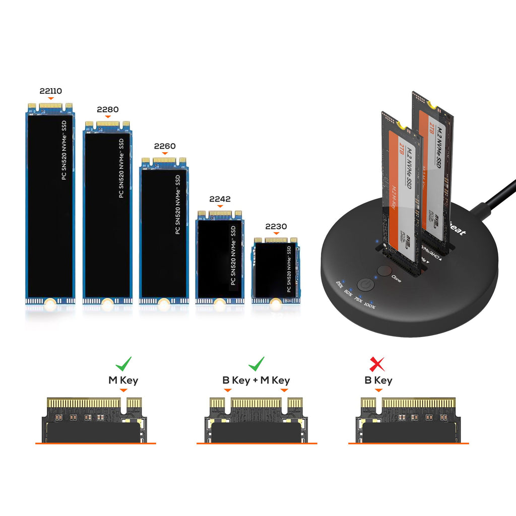 Mbeat H3 USB 3.2 Gen2x2 20Gbps Dual M.2 NVMe SSD Dock with Clone Duplicator (Black)