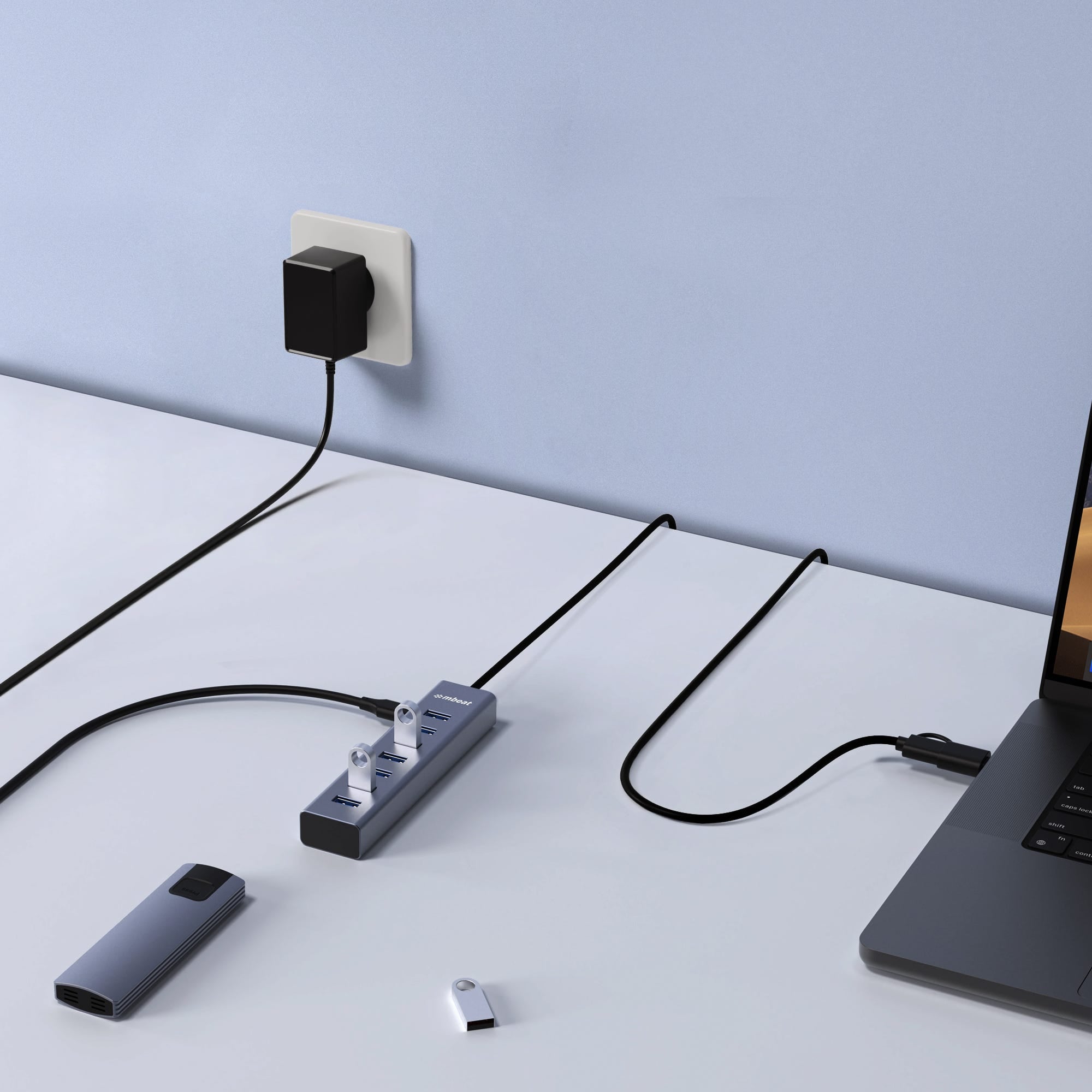Mbeat 7-Port USB Hub with Dual USB-A & USB-C Connector