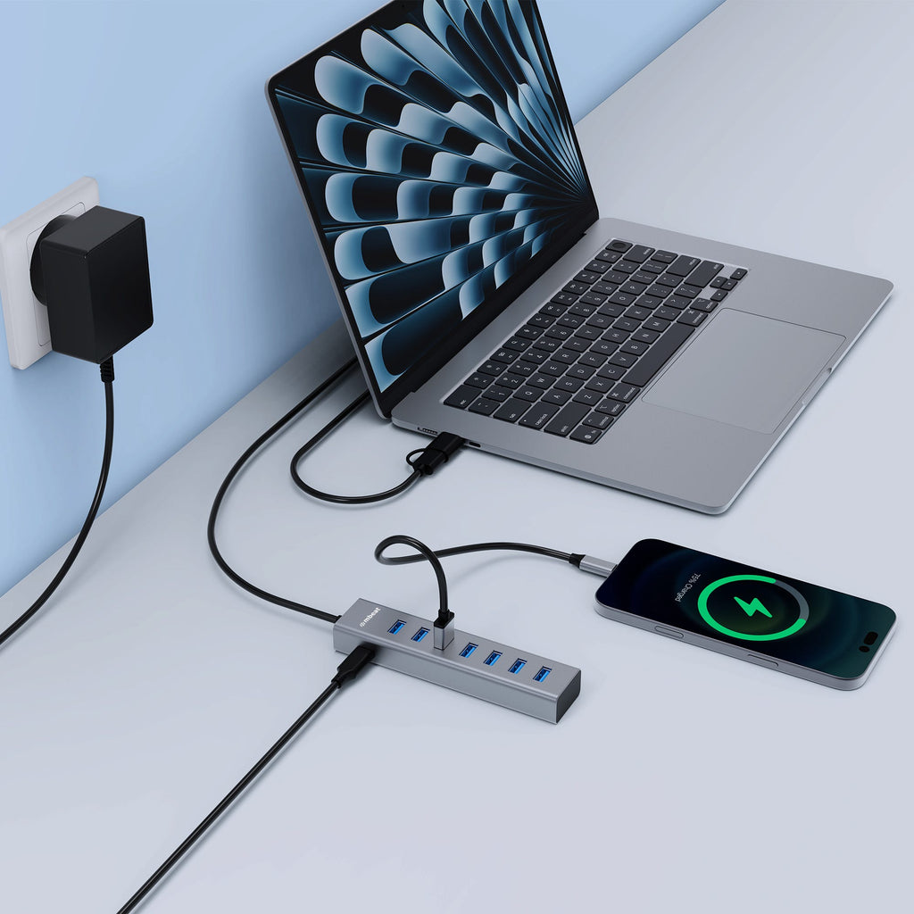 Mbeat 7-Port USB Hub with Dual USB-A & USB-C Connector