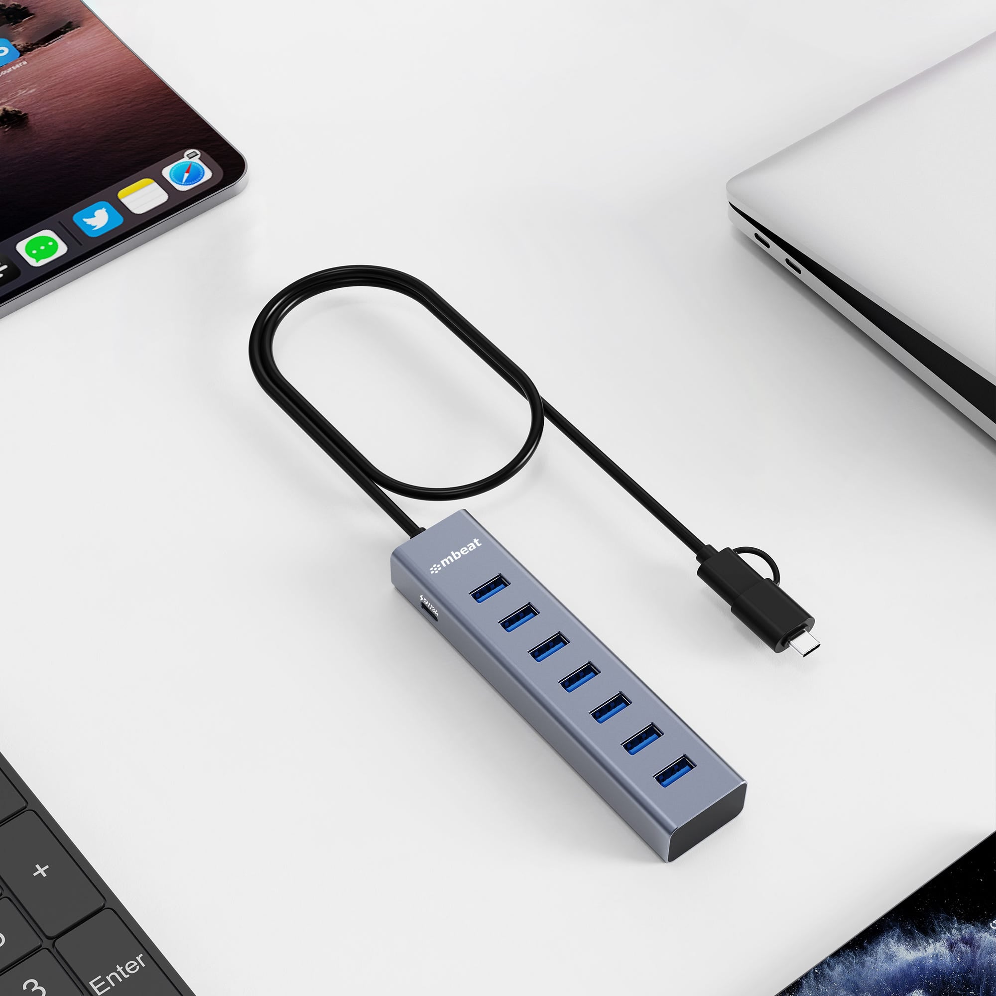 Mbeat 7-Port USB Hub with Dual USB-A & USB-C Connector
