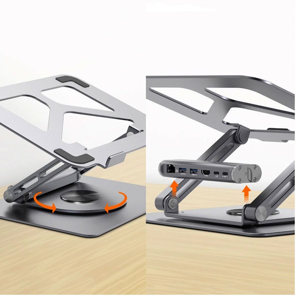 Mbeat Stage S12 Rotating Laptop Stand with USB C Docking Station 
