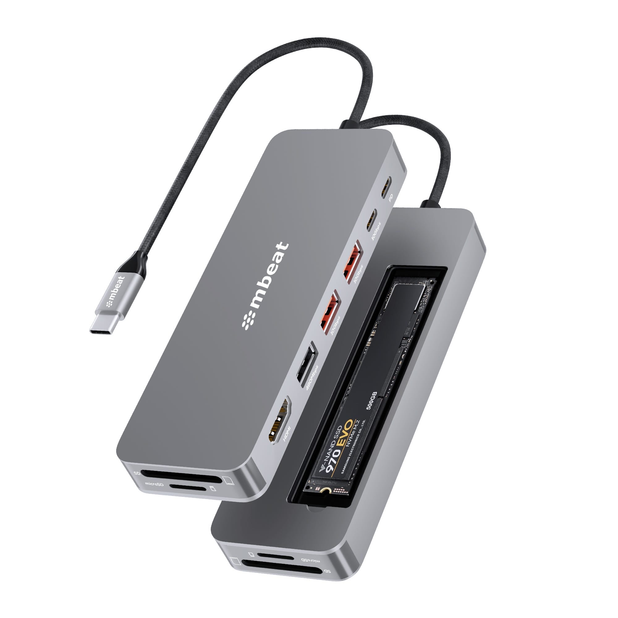 Mbeat Elite 9-in-1 USB-C Multiport Hub with Built-in M.2 NVMe SSD Enclosure