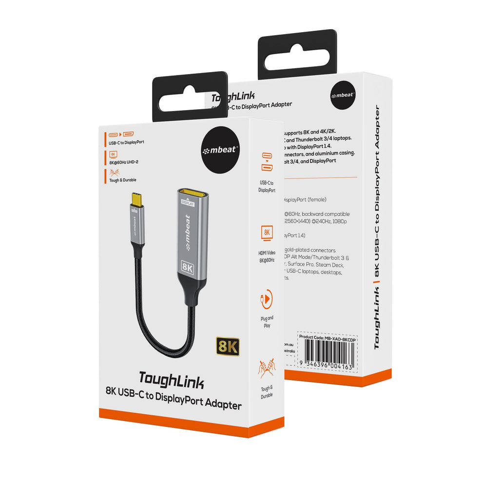 Mbeat Tough Link 8K 8K USB-C to DisplayPort Adapter (Space Grey)