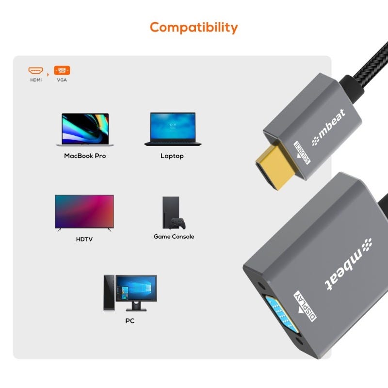 Mbeat Tough Link HDMI to VGA Adapter