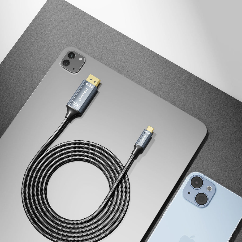 Mbeat Tough Link 1.8m 16K USB-C to DisplayPort Cable (Space Grey)