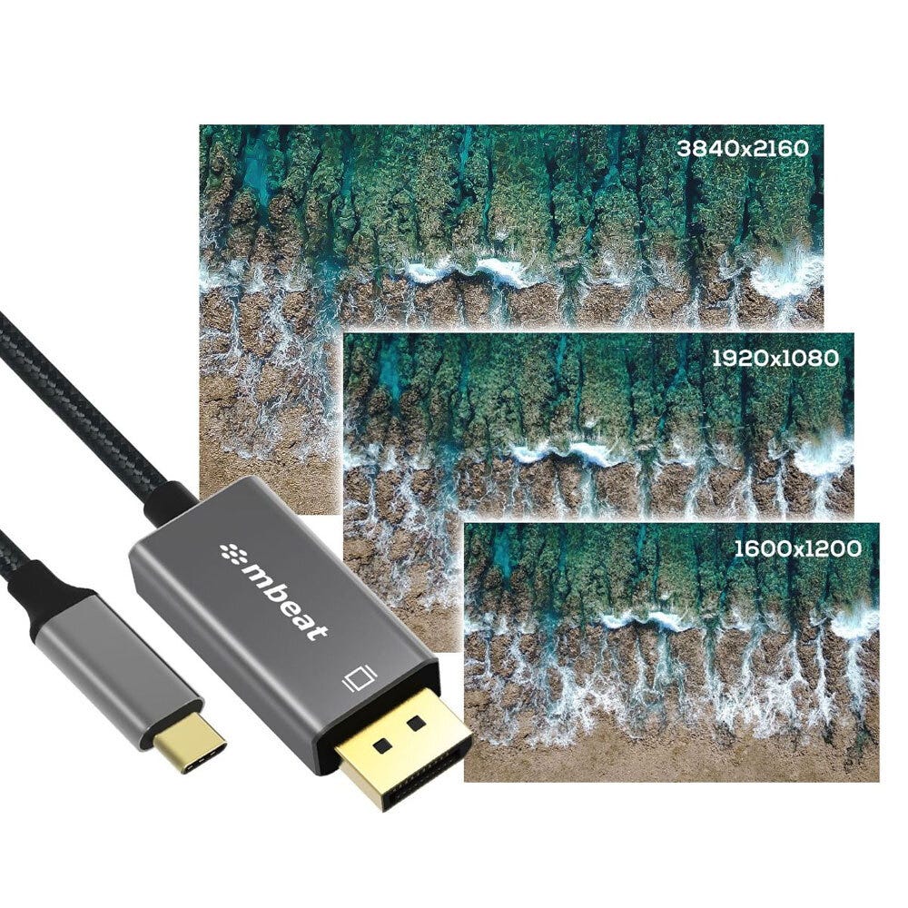 mbeat Toughlink 1.8m 4K USB-C to Display Port Cable