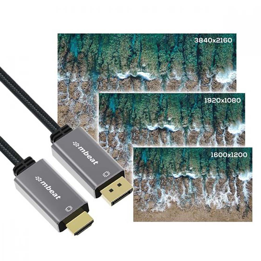 Mbeat Toughlink 1.8m 4K/60Hz Display Port to HDMI Cable