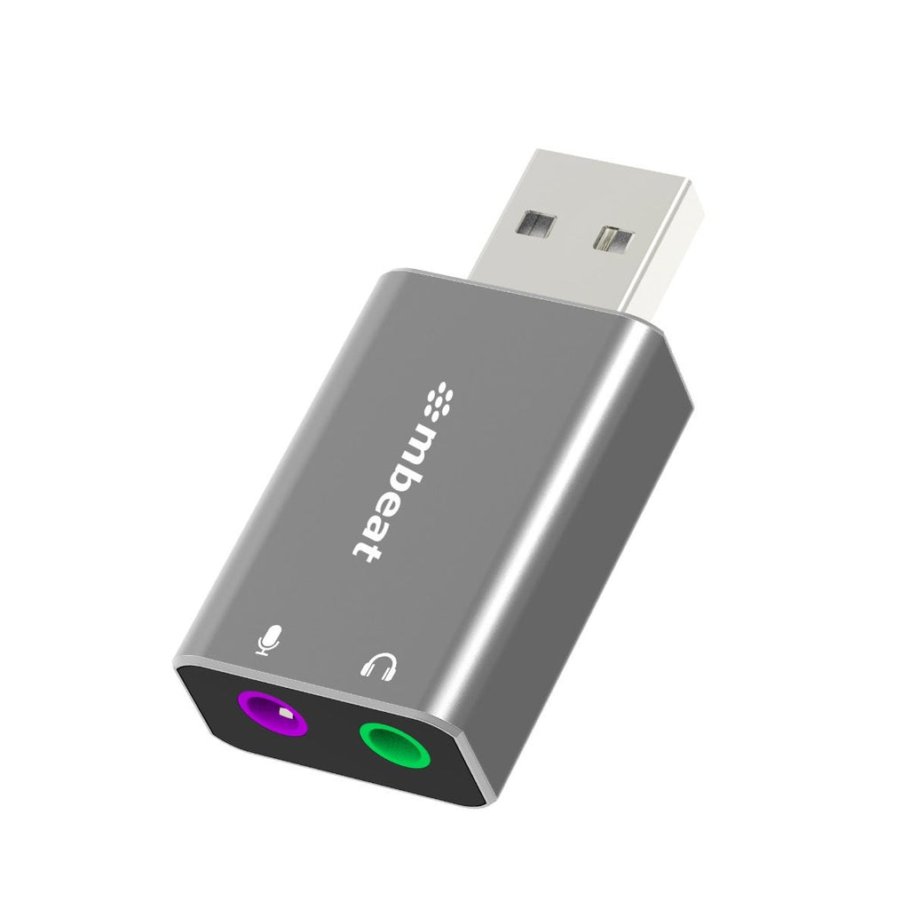Mbeat Elite USB to 3.5mm Audio and Microphone Adapter (Space Grey)
