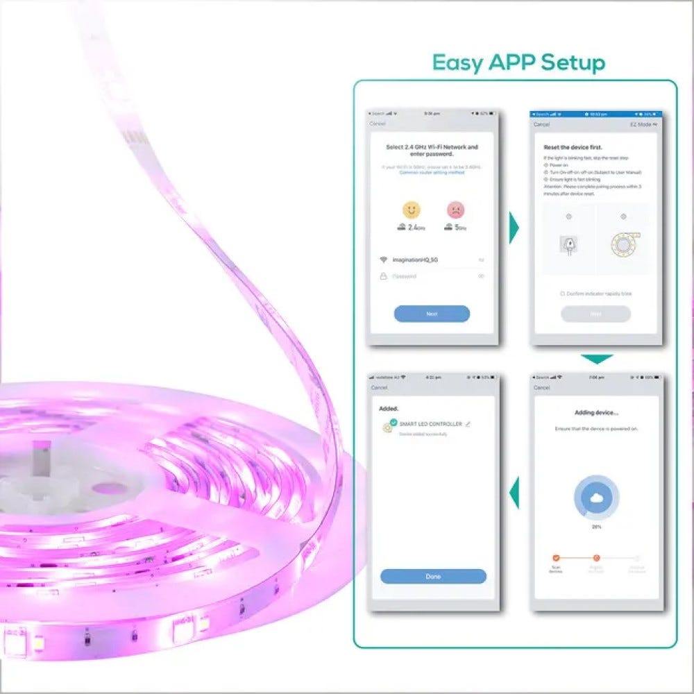 Mbeat activiva 5m IP65 Smart RGB & Warm White LED Strip Lights