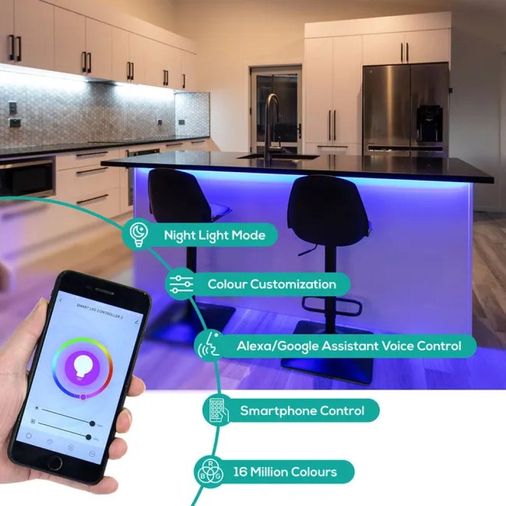 Mbeat activiva 5m IP65 Smart RGB & Warm White LED Strip Lights