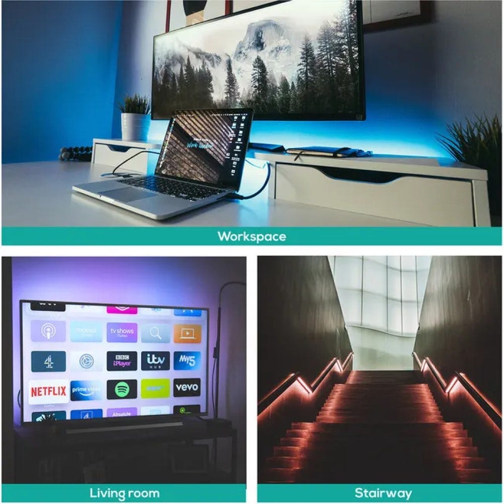 Mbeat activiva 5m IP65 Smart RGB & Warm White LED Strip Lights