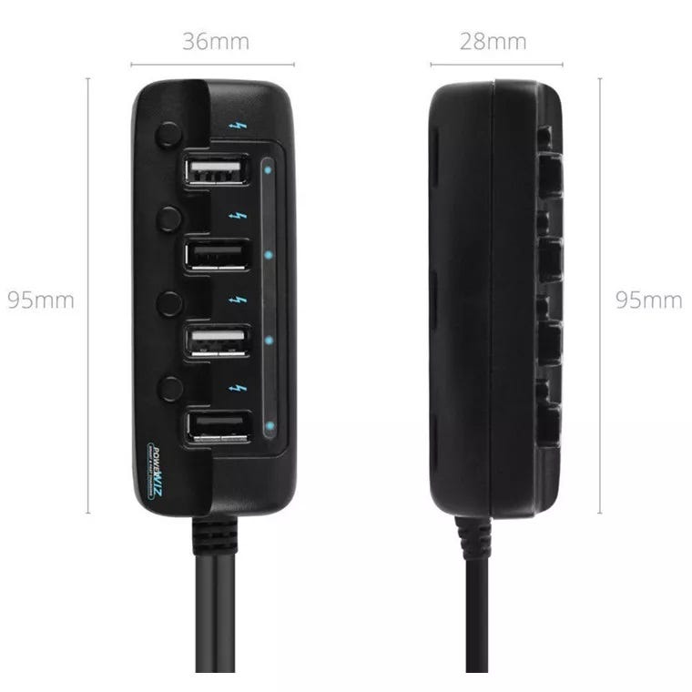 Mbeat 4-Port 40W rapid car charger with ON