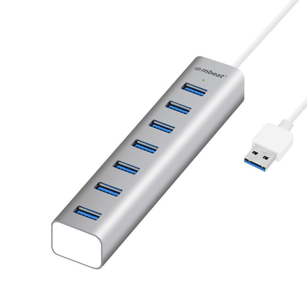 Mbeat 7-Port USB 3.0 Aluminum Slim Hub with Power for PC and MAC