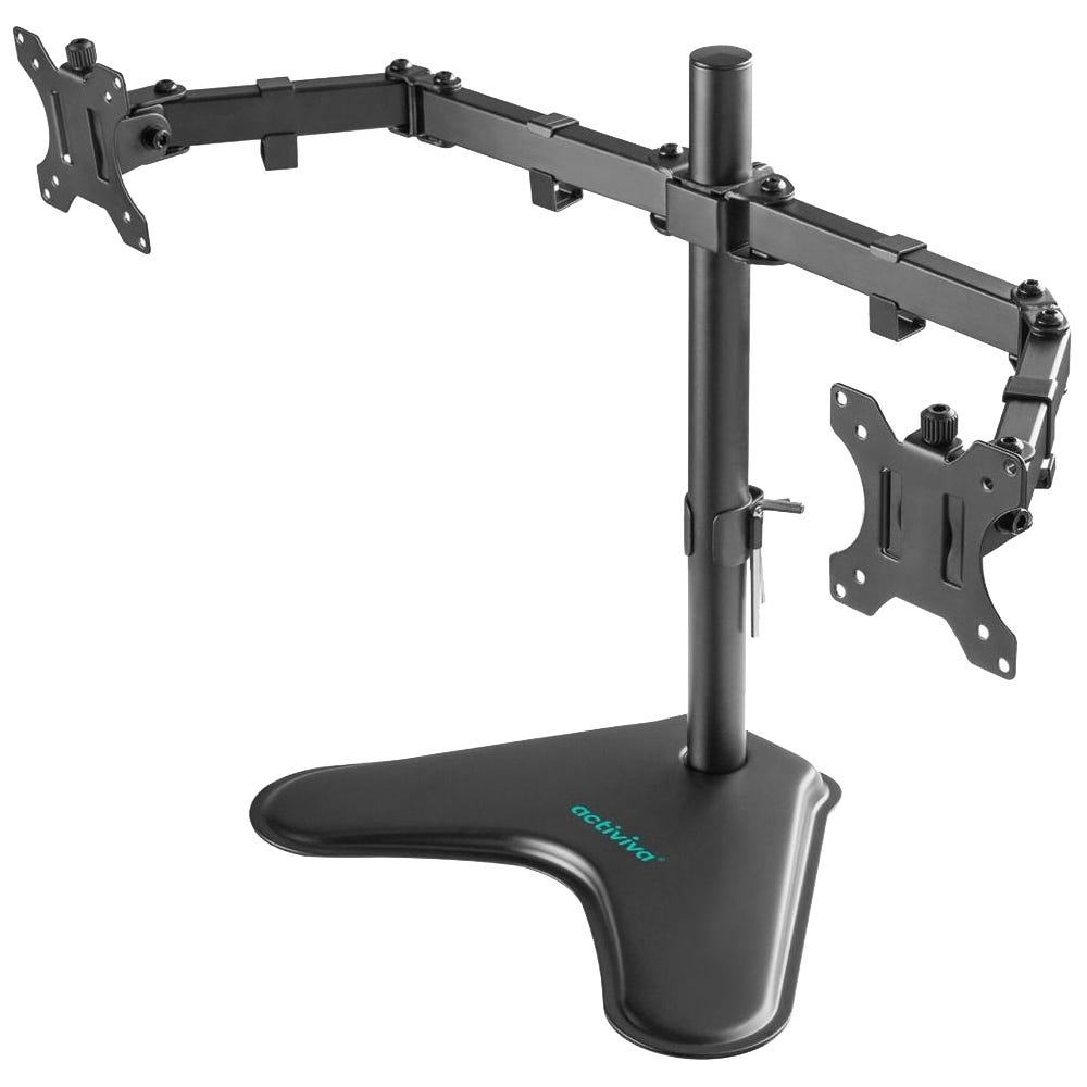 Mbeat activiva Dual-Screen Articulating Monitor Arm with Free-Standing Desktop Base