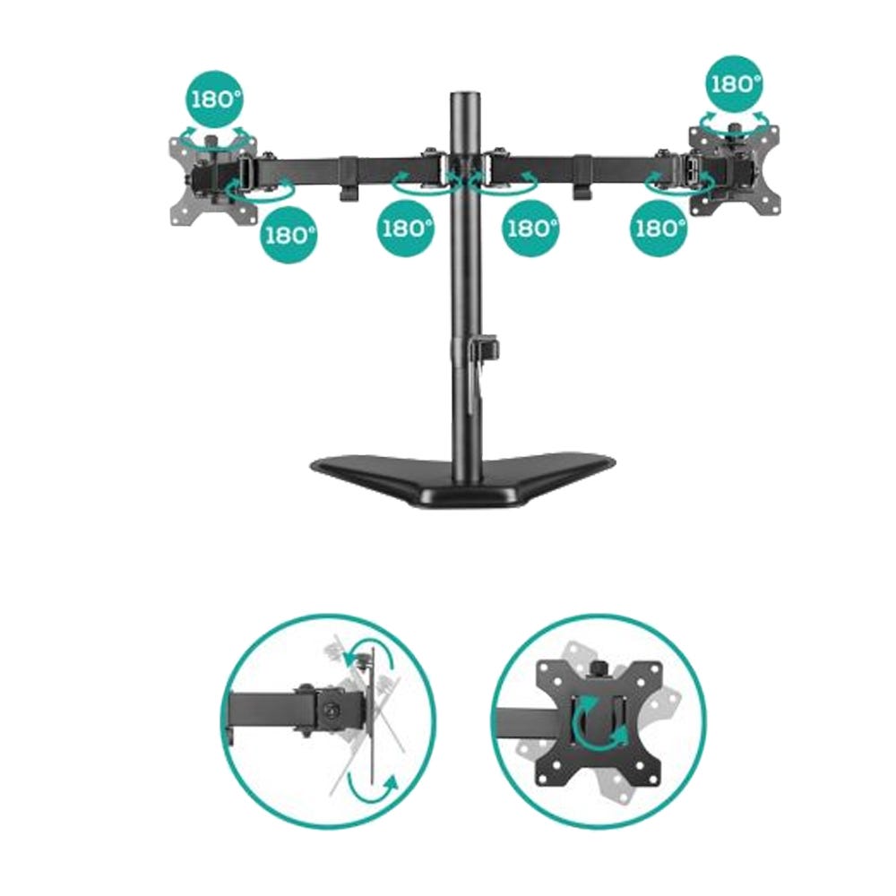 Mbeat activiva Dual-Screen Articulating Monitor Arm with Free-Standing Desktop Base