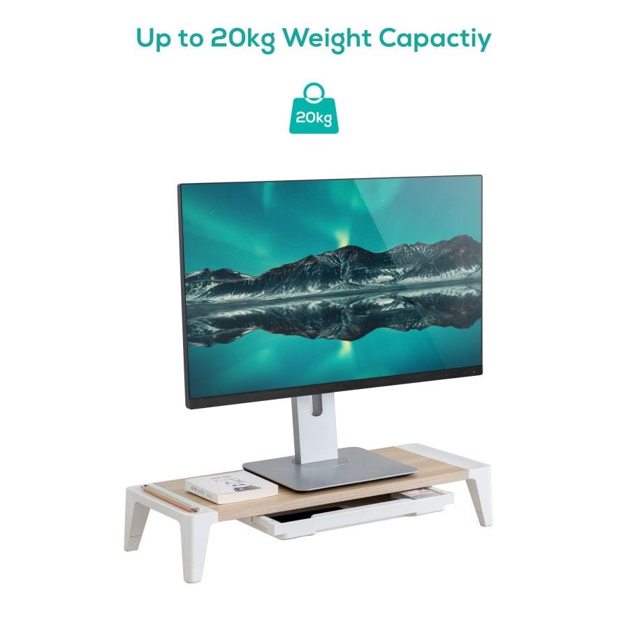 Mbeat activiva Ergolife Monitor Stand Riser with Storage Drawer