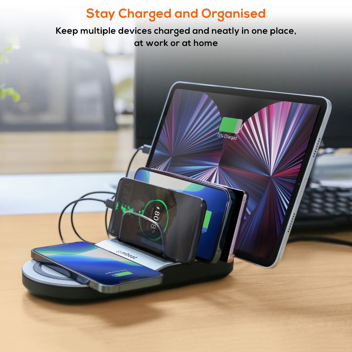 Mbeat Gorilla Power 50W Qi Certified Multi-Device USB & Wireless Charging Dock