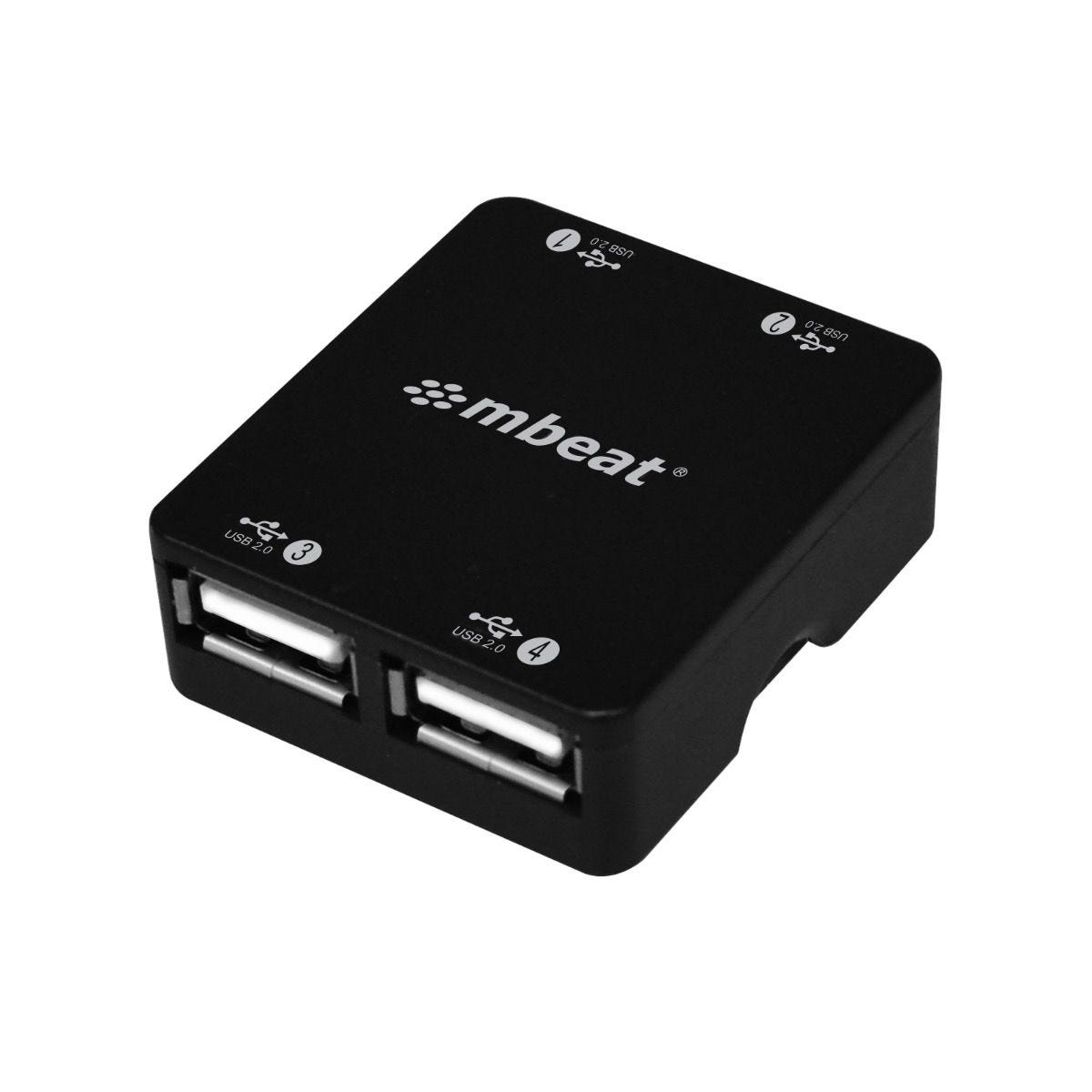 Mbeat Super mini 4 Port USB 2.0 hub with tuck-away cable design