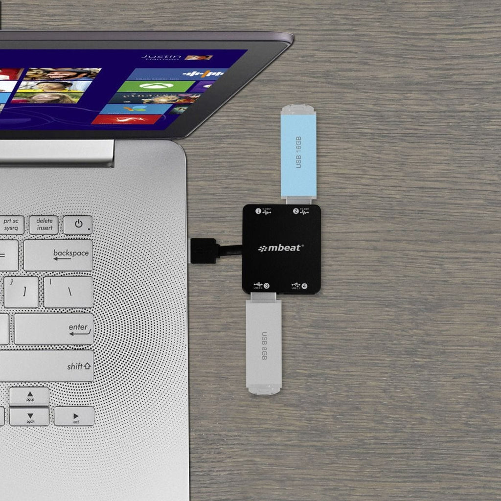 Mbeat Super mini 4 Port USB 2.0 hub with tuck-away cable design