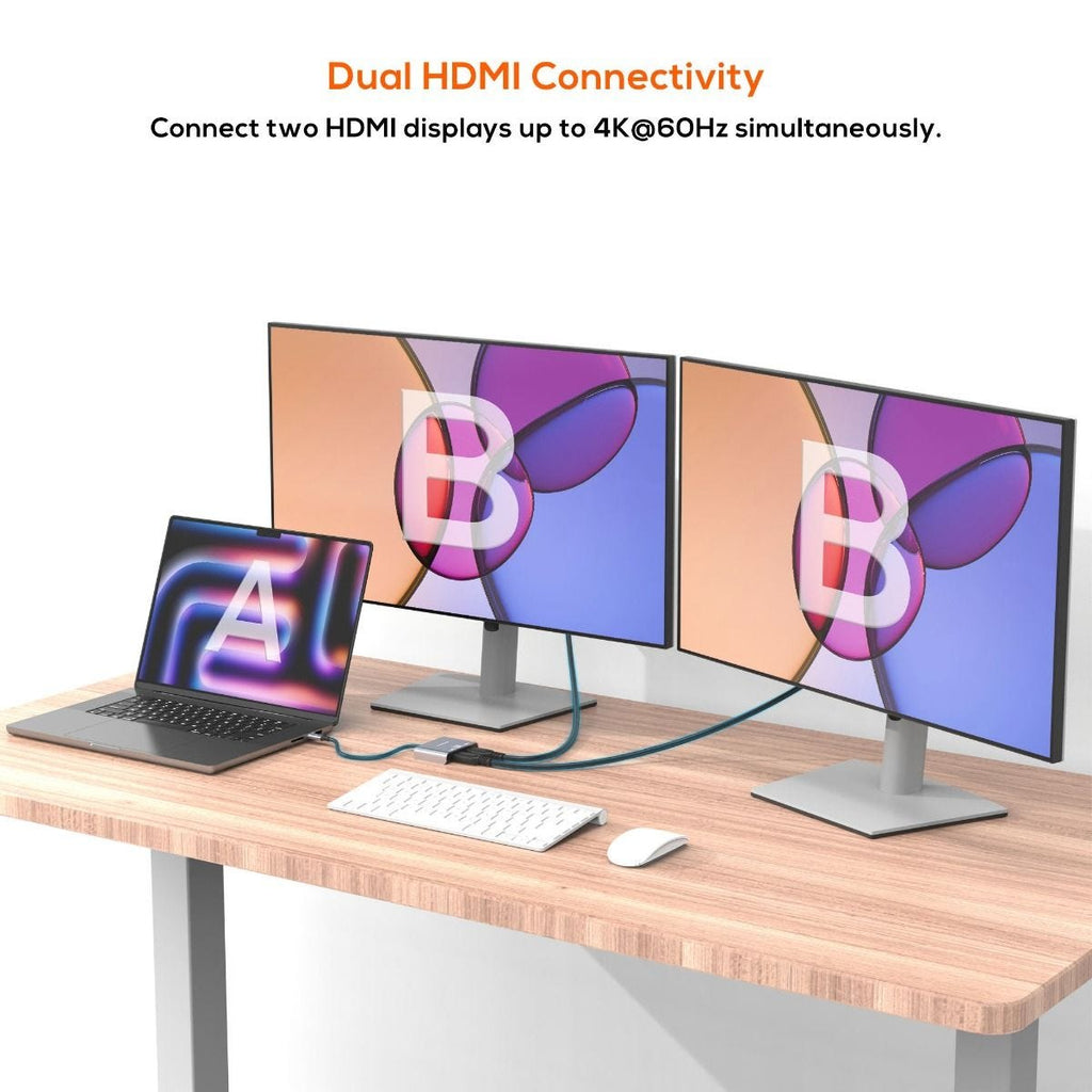 Mbeat Tough Link USB USB-C to Dual 4K 60Hz HDMI MST Adapter (Space Grey)