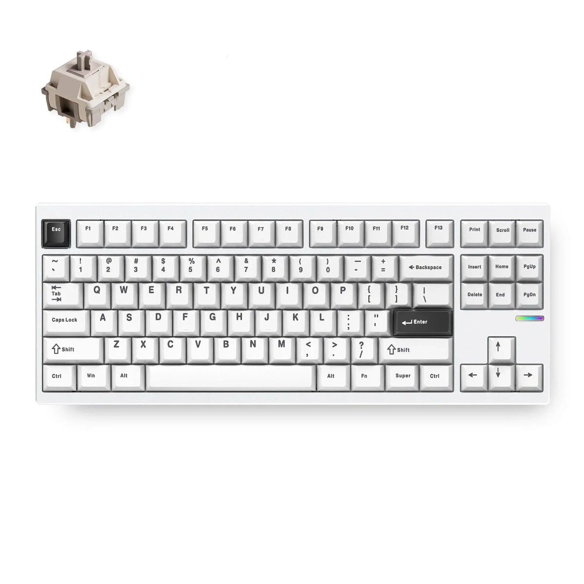 MCHOSE GX87 80% Wireless Aluminum Keyboard (White) (Vintage White Switch) 