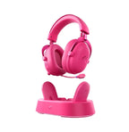 MCHOSE V9 Turbo+ Wireless RGB Gaming Headset with Charging Station (Berry Red)