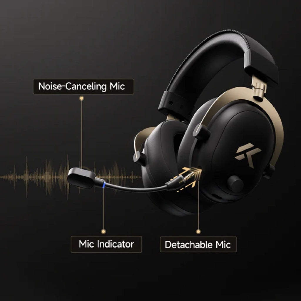 MCHOSE V9 Turbo+ Wireless RGB Gaming Headset with Charging Station (Black Gold)