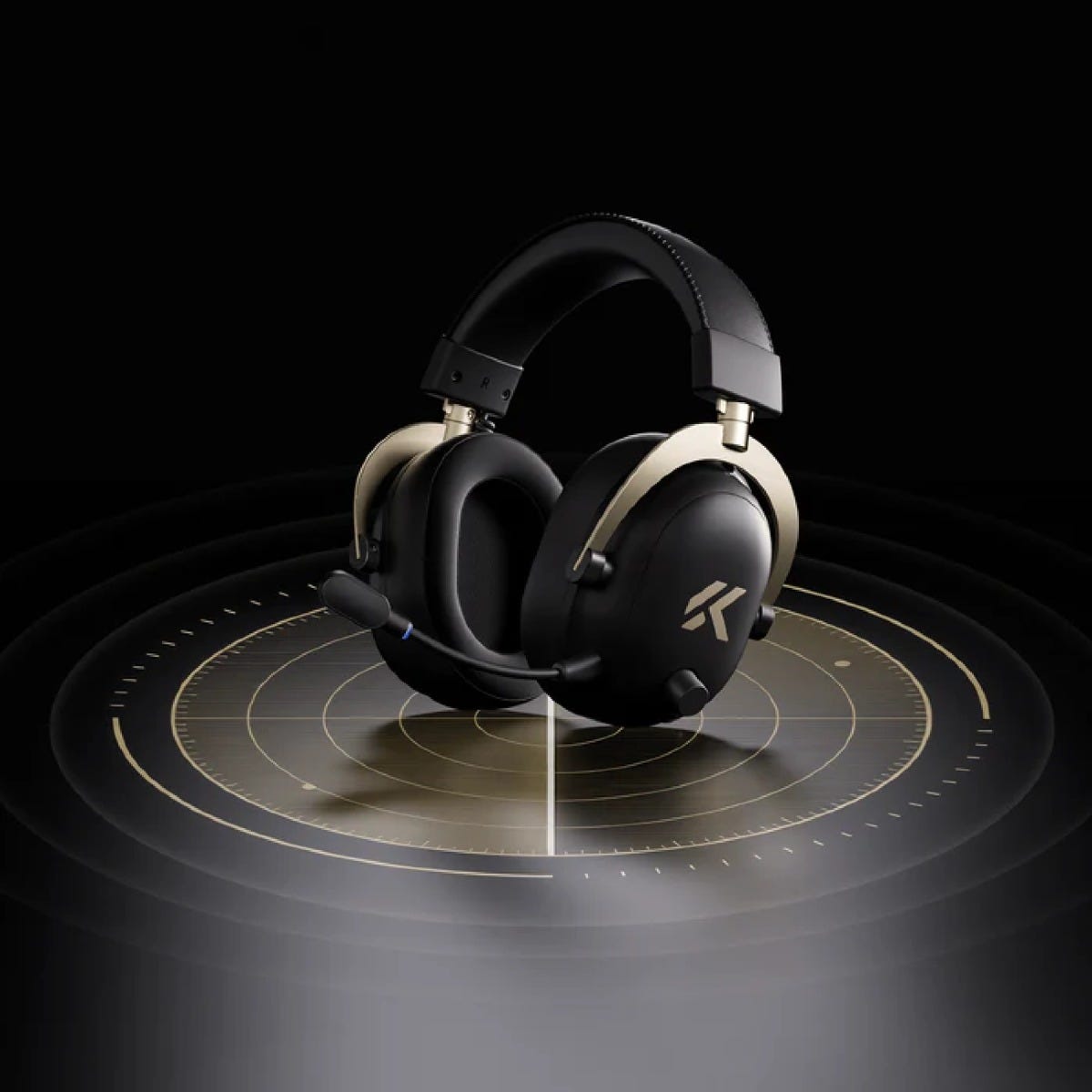 MCHOSE V9 Turbo+ Wireless RGB Gaming Headset with Charging Station (Black Gold)