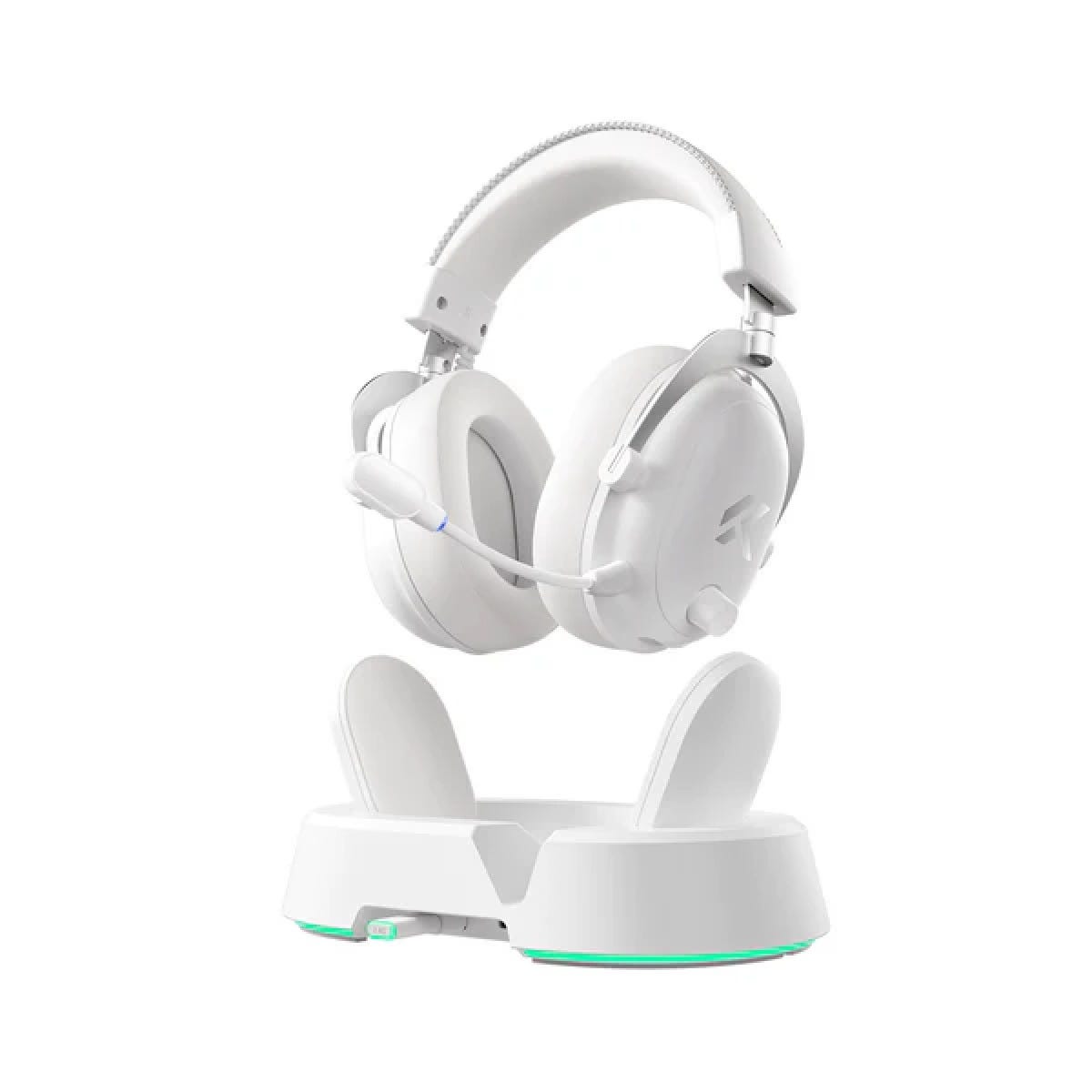 MCHOSE V9 Turbo+ Wireless RGB Gaming Headset with Charging Station (Icy White)