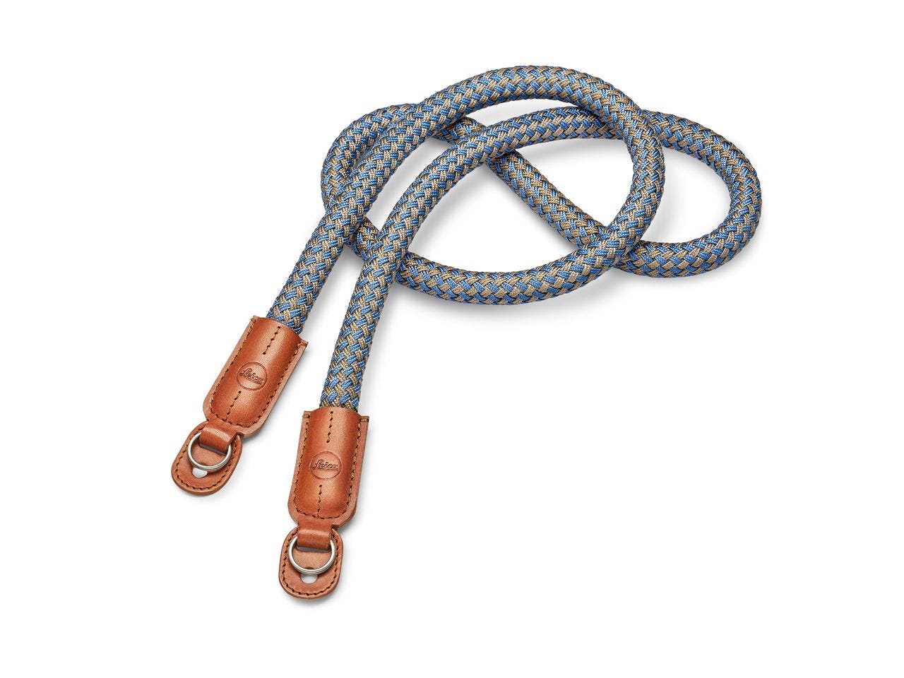LEICA Flat Braided Rayon and Leather Carrying Strap (Cognac and Denim Blue)
