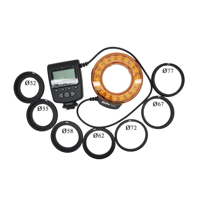 Meike MK-FC110 LED macro ring light with 52-77mm lens thread 